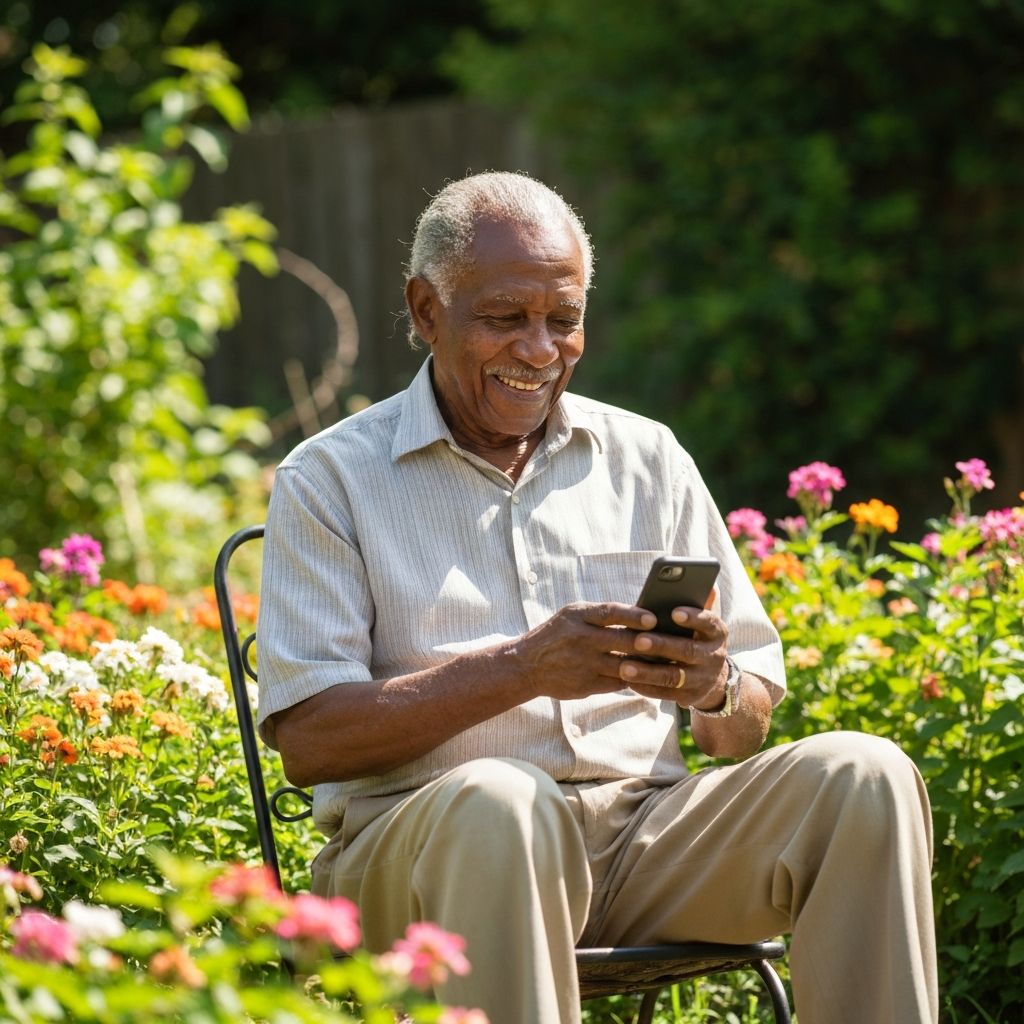 Elderly Nigerian man enjoying wellness and health outdoors